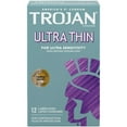 thumbnail image 1 of Trojan Ultra Thin Premium Lubricated Condoms - 12 Count (Pack of 32), 1 of 5