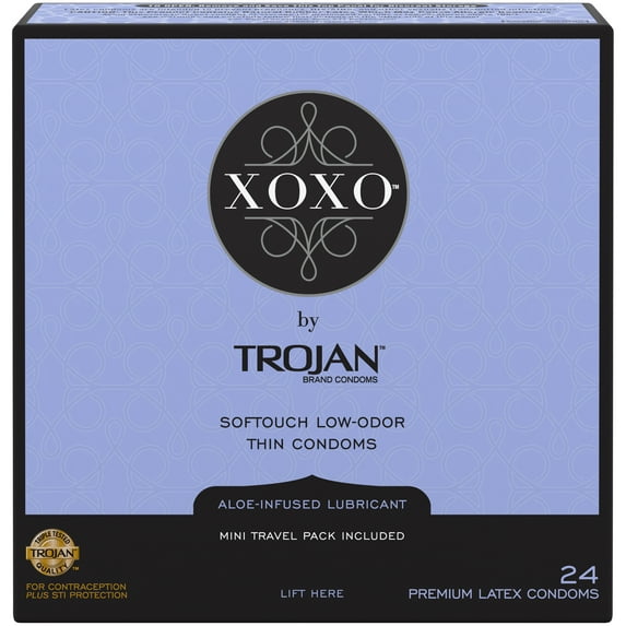 Trojan XOXO Thin Softouch Lubricated Latex Condoms, 24ct