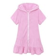 thumbnail image 1 of Toddler Girls' Dresses Little Swim Cover Up Kids Swimsuit Coverup Zip Up Beach Bathing Suit Hooded Bathrobe Absorbent Terry Beach Dresses Clothes for Girls Size 3-4T, 1 of 9