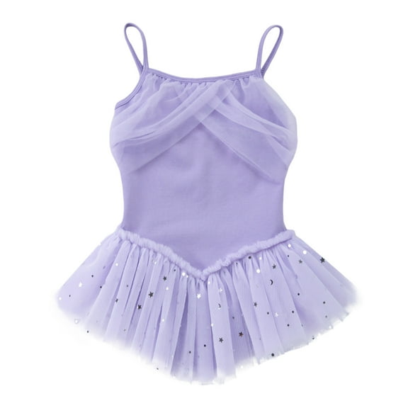 Trolimons Little Tutu Dress for Girls Sleeveless Tulle Dance Party Clothes Ballet Leotards Size 6-7T Purple
