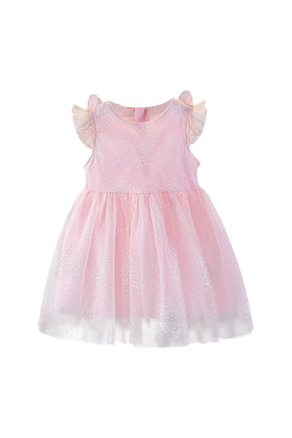 Toddler Flower Girl Dresses Sleeveless 3D Dance Party Clothes Size 2-3T Pink