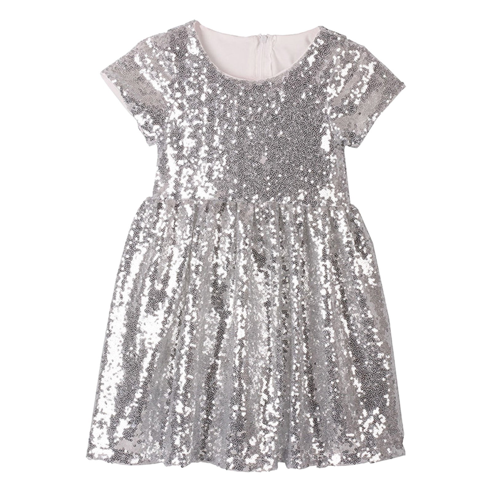 silver toddler dress Trolimons Toddler Girls' Casual Dresses Sequin Party Bridesmaid Wedding Gown Size 4T Silver, Toddler Girl's