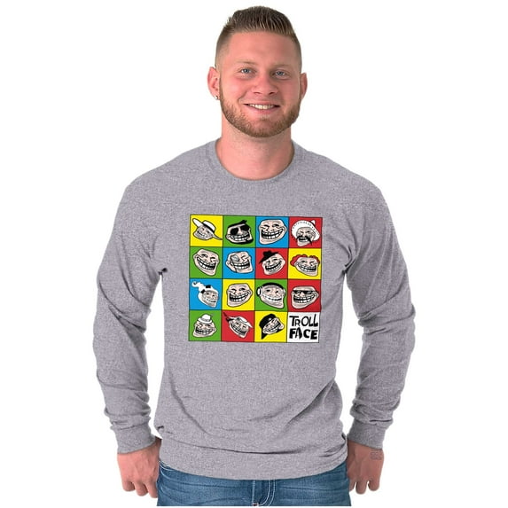 Troll Face Internet Memes Big Smiley Long Sleeve TShirt Men Women Brisco Brands L