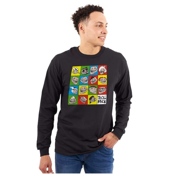 Troll Face Internet Memes Big Smiley Long Sleeve TShirt Men Women Brisco Brands M