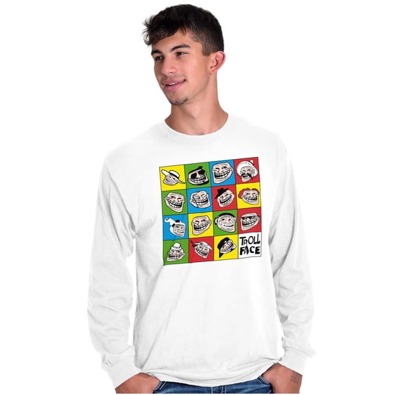 Troll Face Internet Memes Big Smiley Long Sleeve TShirt Men Women Brisco Brands S