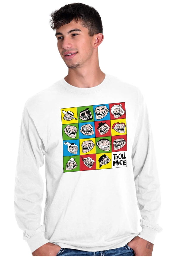 Troll Face Internet Memes Big Smiley Long Sleeve TShirt Men Women Brisco Brands S