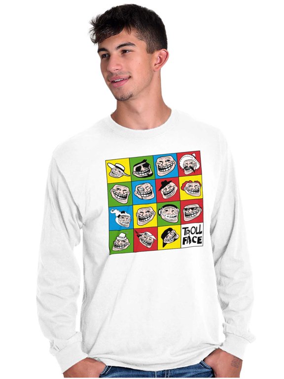 Troll Face Internet Memes Big Smiley Long Sleeve TShirt Men Women Brisco Brands S