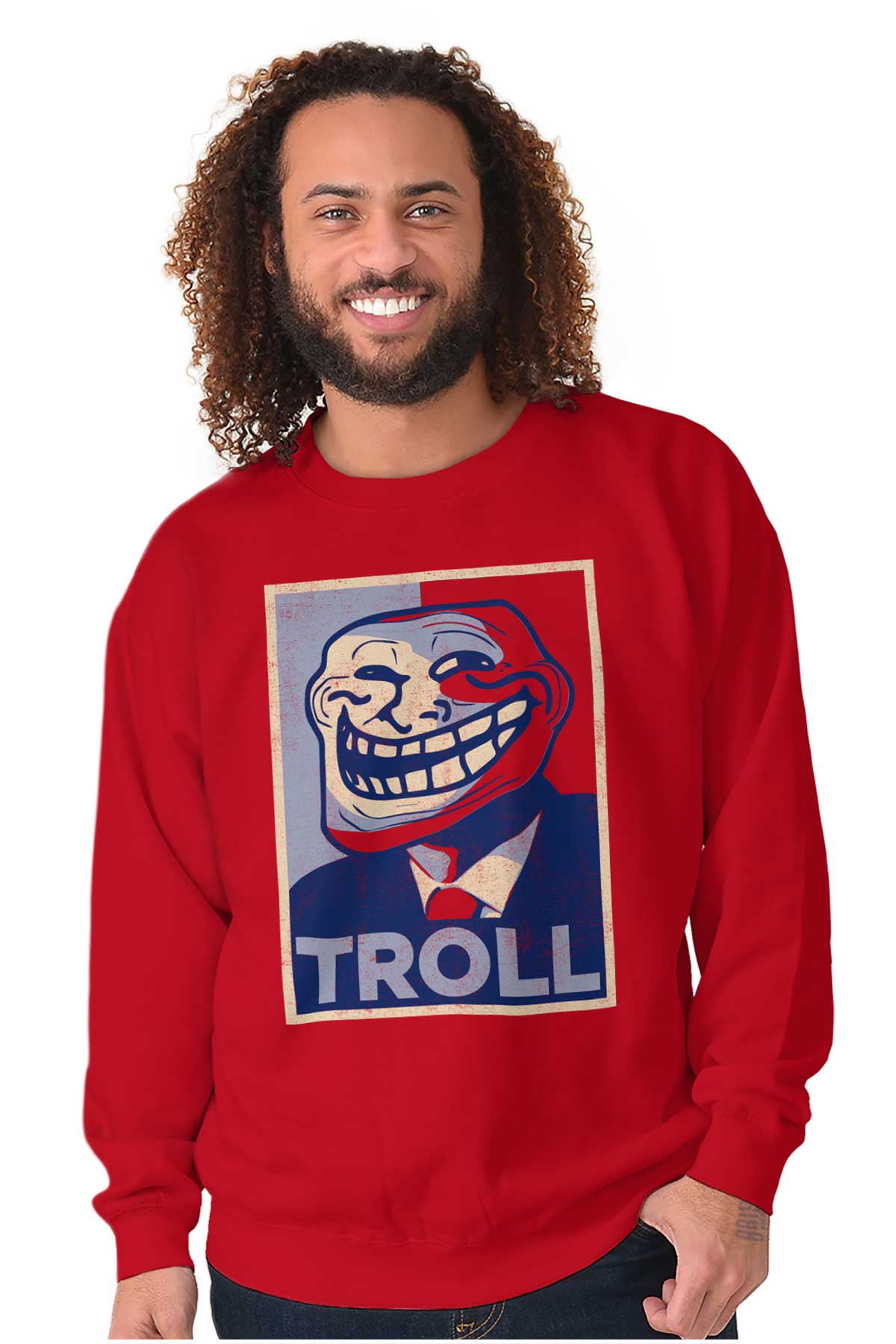 Troll Face Meme Big Smiley Internet Sweatshirt for Men or Women Brisco  Brands X 