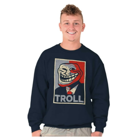 Troll Face Meme Big Smiley Internet Sweatshirt for Men or Women Brisco Brands S