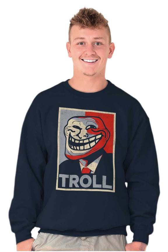 Troll Face Meme Big Smiley Internet Sweatshirt for Men or Women Brisco Brands X