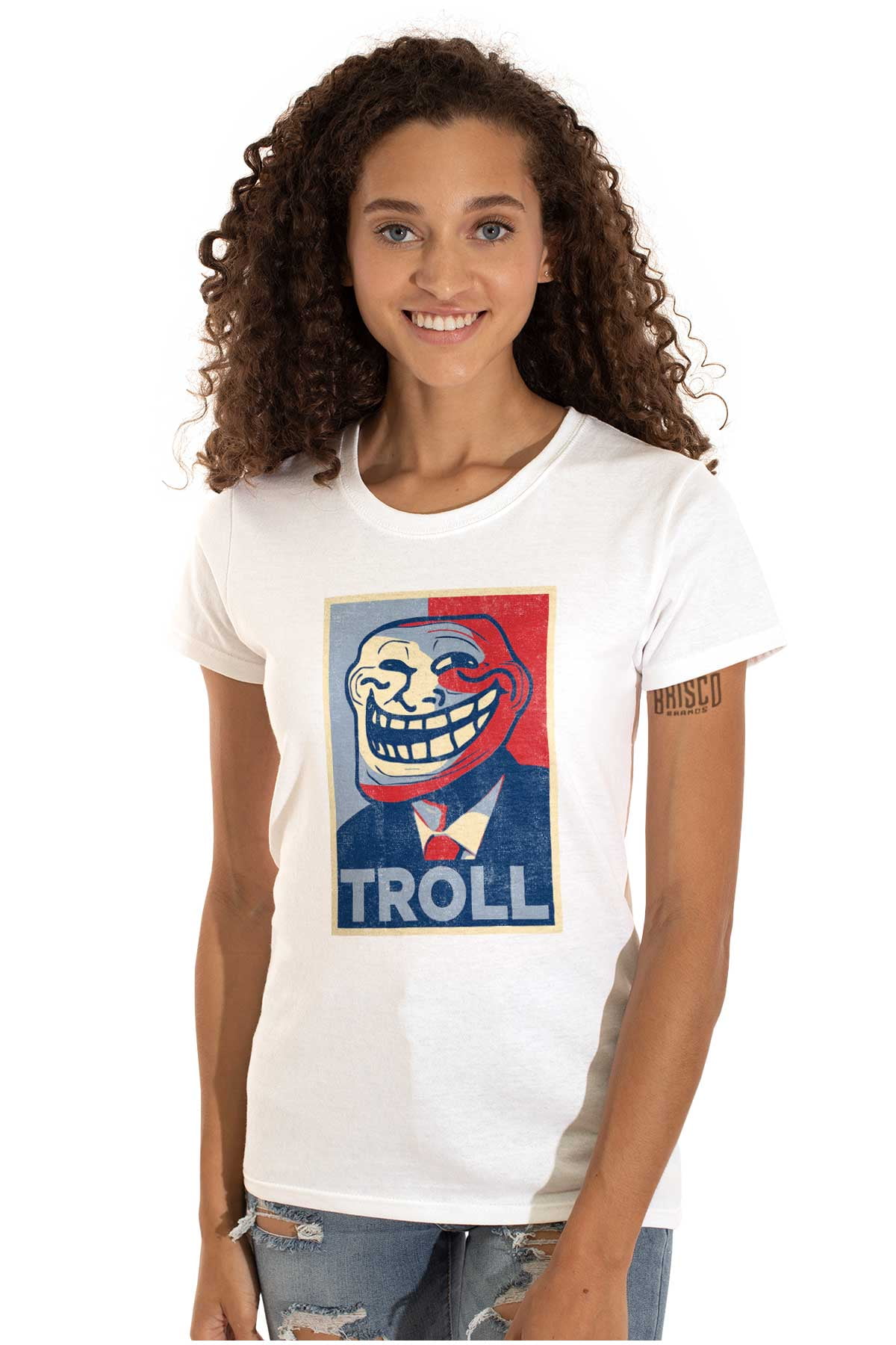 Troll Womens T-Shirt funny Face Internet Meme Forum ladies Mugshot online  lol