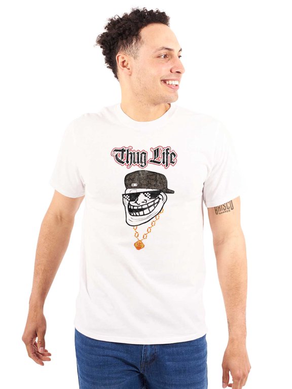 Meme Thug Life Big Smiley Men's Graphic T Shirt Tees Brisco Brands 3X