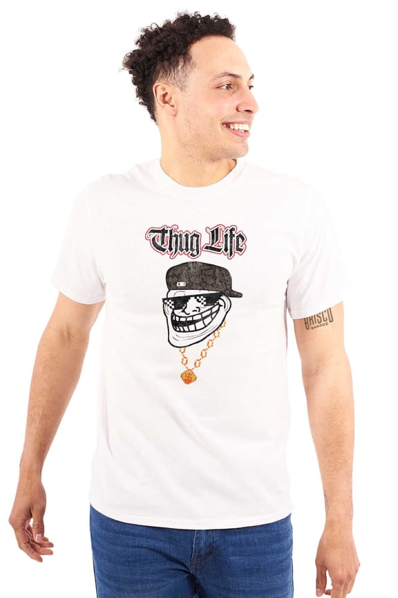 Meme Thug Life Big Smiley Men's Graphic T Shirt Tees Brisco Brands 3X