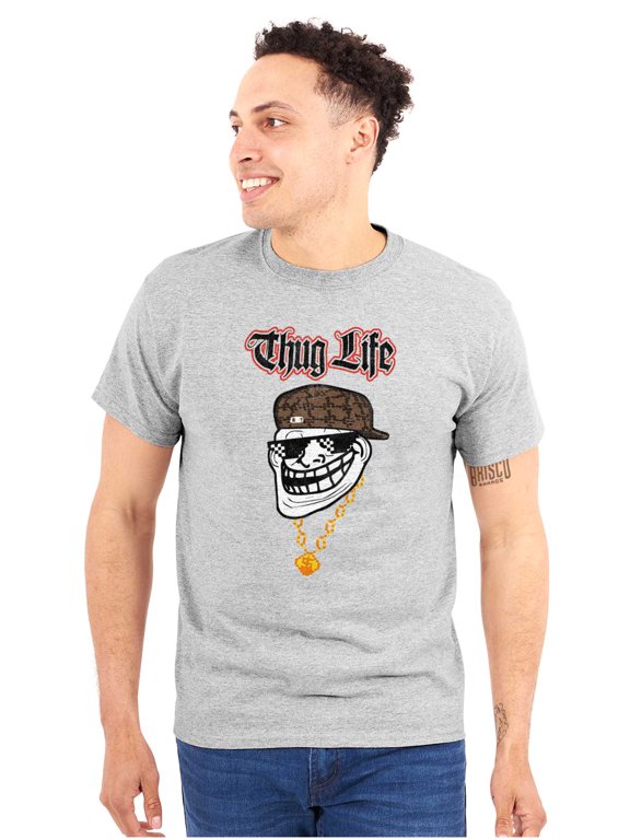 Meme Thug Life Big Smiley Men's Graphic T Shirt Tees Brisco Brands 3X