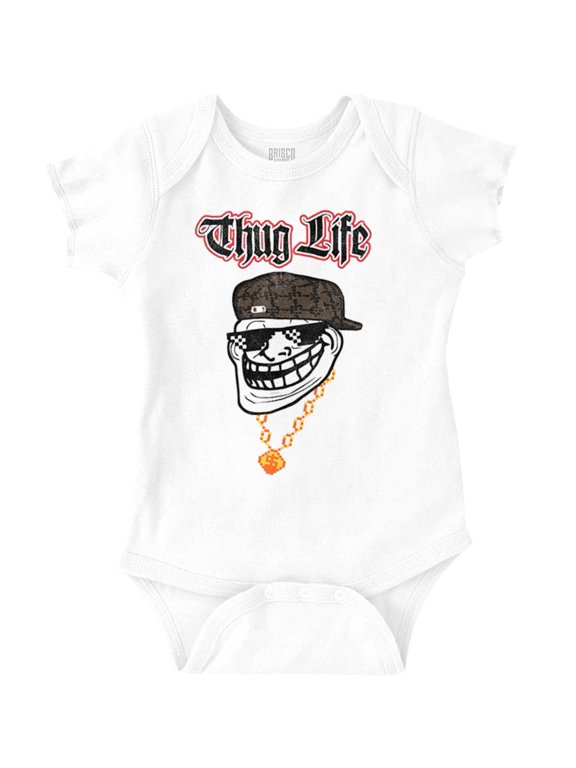Troll Face Meme Thug Life Big Smiley Romper Boys or Girls Infant Baby Brisco Brands 12M