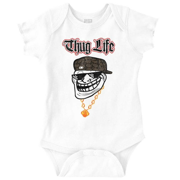 Troll Face Meme Thug Life Big Smiley Romper Boys or Girls Infant Baby Brisco Brands 24M
