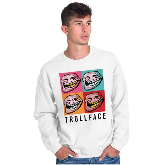 Troll Face Memes Big Smiley Trollface Sweatshirt for Men or Women Brisco Brands X