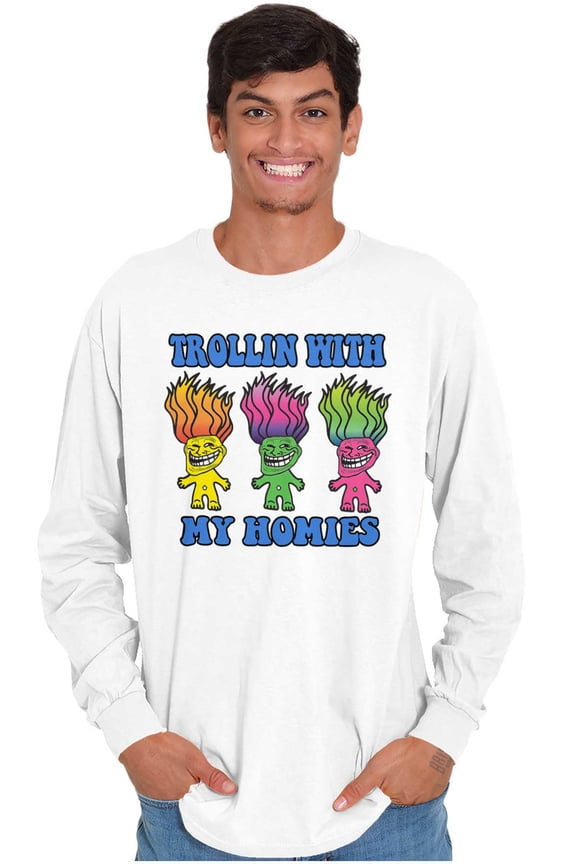 Troll Face Memes Smiling Trollface Long Sleeve TShirt Men Women Brisco Brands S