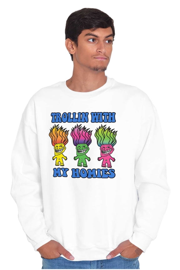 Memes Smiling Trollface Sweatshirt for Men or Women Brisco Brands S