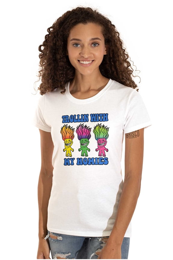 Memes Smiling Trollface Women's T Shirt Ladies Tee Brisco Brands L
