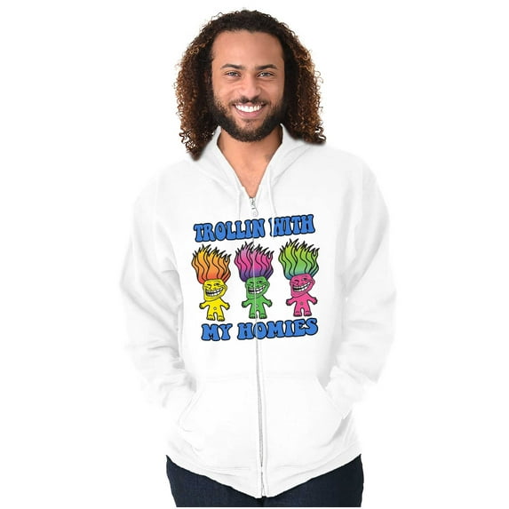 Troll Face Memes Smiling Trollface Zip Up Hoodie Men's Women's Brisco Brands M