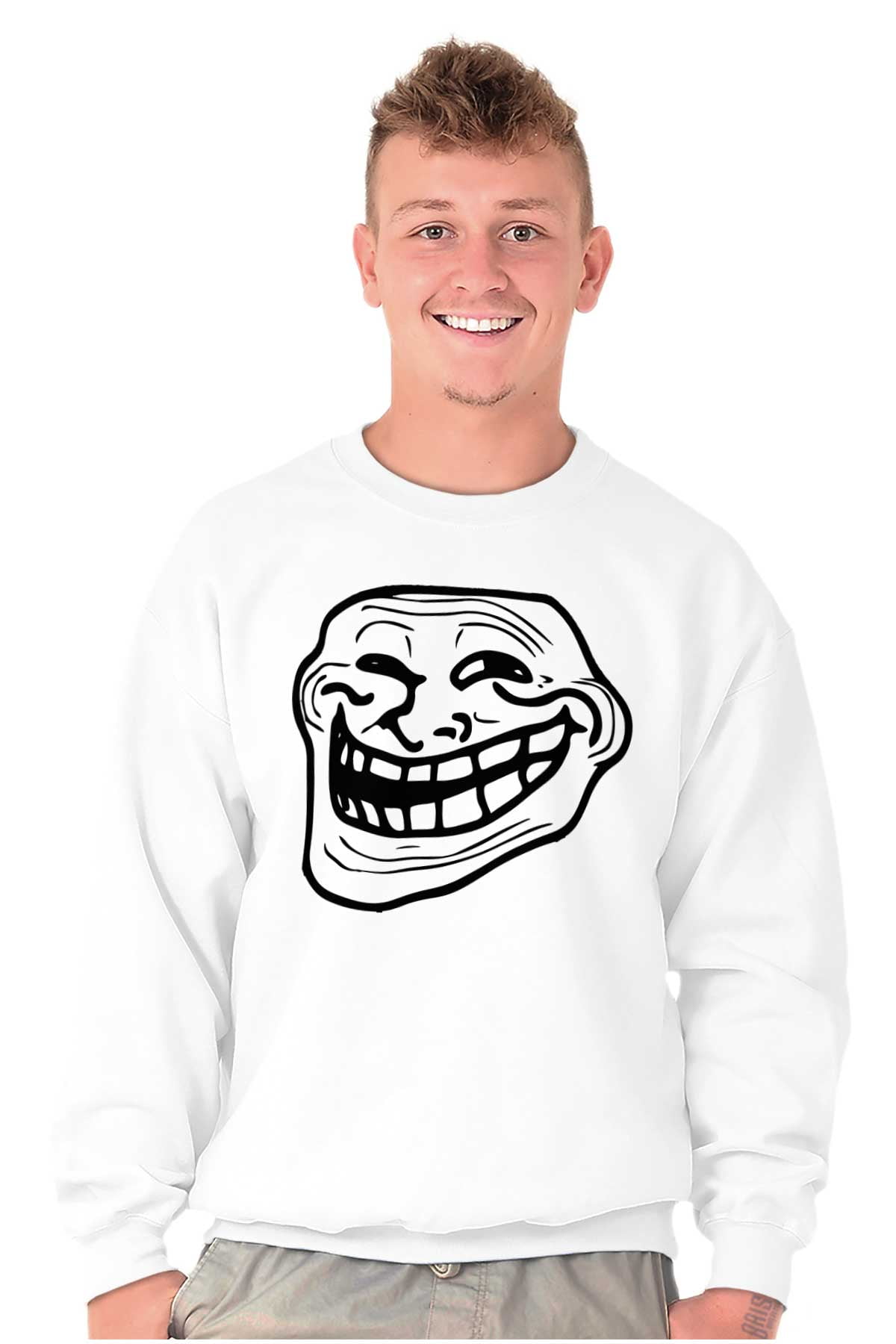 O Pescoço Slim Fit Me Gusta Me Gusta Troll Face T-Shirt Emoticon Camiseta  Problema? T Meme Troll Assustador Engraçado Camiseta De Algodão