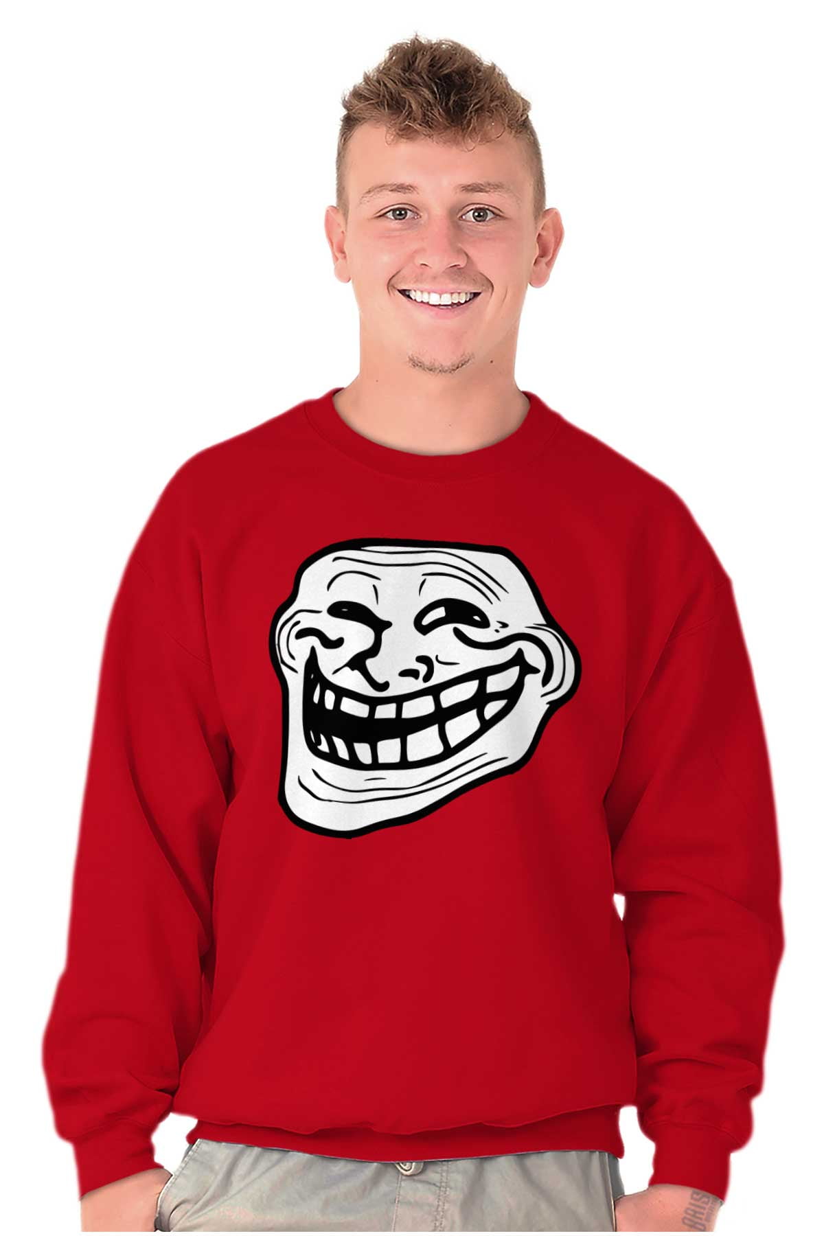 Troll Face Original Meme Smile Mad Sweatshirt for Men or Women Brisco  Brands 3X 