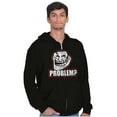 thumbnail image 1 of Troll Face Problem Big Smiley Meme Zip Up Hoodie Men's Women's Brisco Brands S, 1 of 6