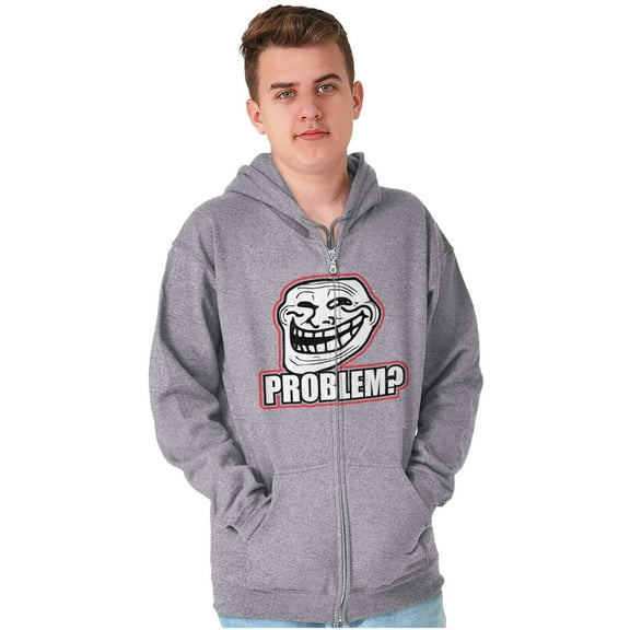 Troll Face Problem Big Smiley Meme Zip Up Hoodie Men's Women's Brisco Brands X