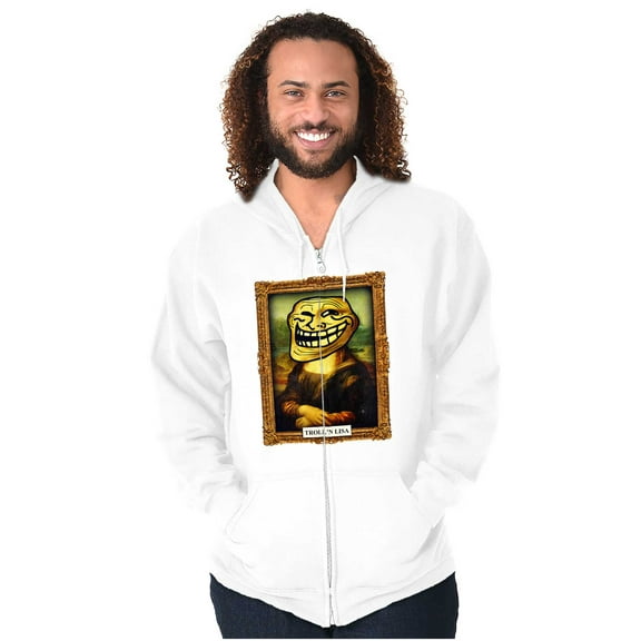 Troll Face Smiley Meme Laugh Problem Zip Up Hoodie Men's Women's Brisco Brands M