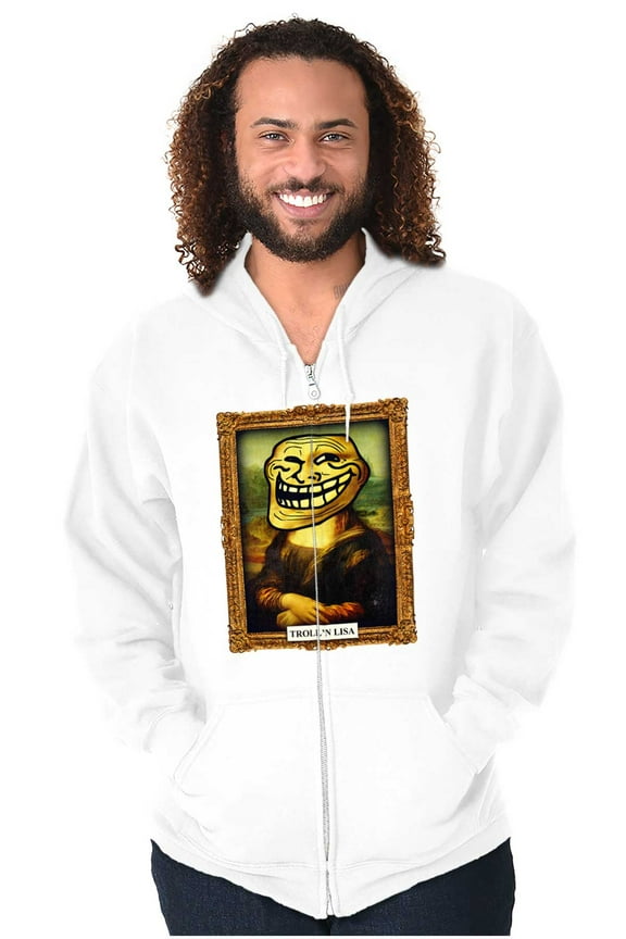 Smiley Meme Laugh Problem Zip Up Hoodie Men's Women's Brisco Brands M