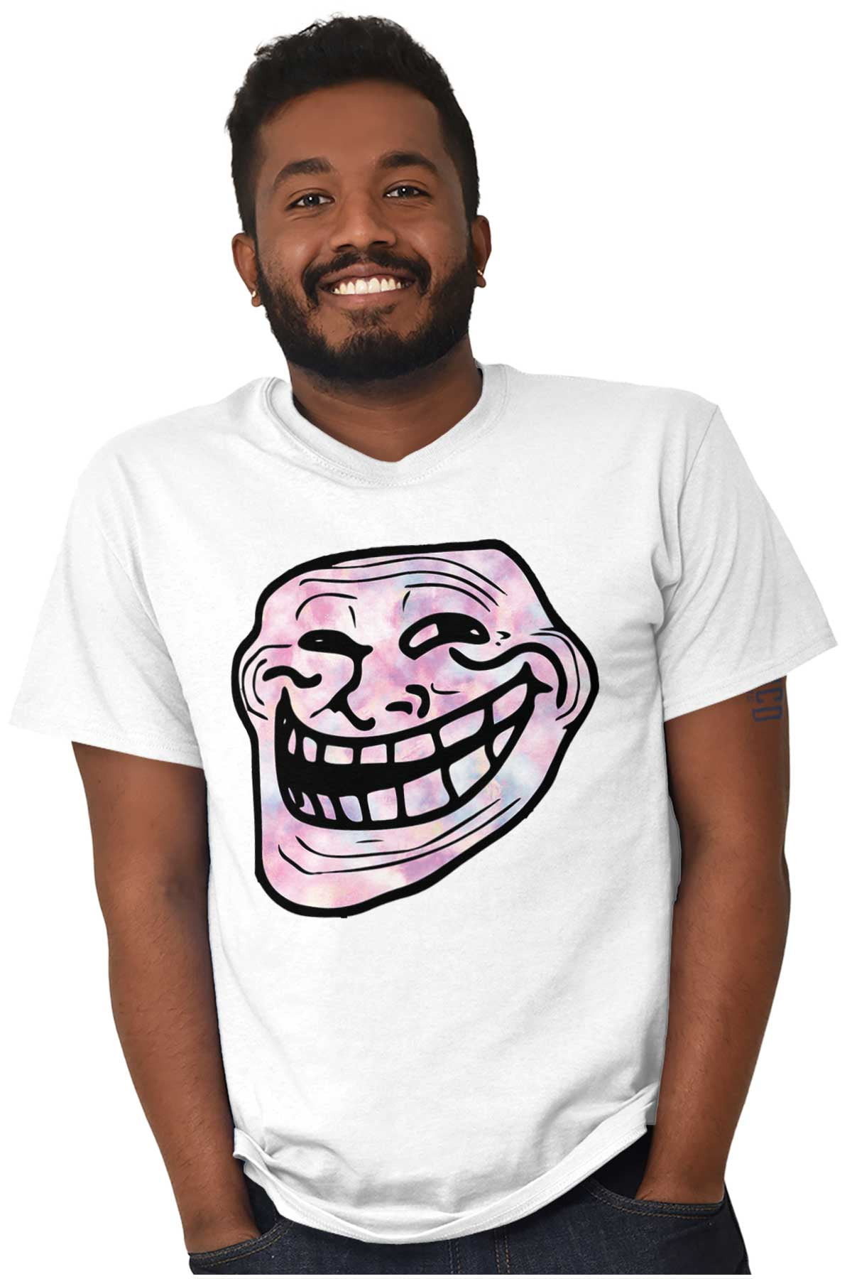 Troll Face Smiley Internet Funny Meme Gift Womens or Mens Crewneck T Shirt  Tee