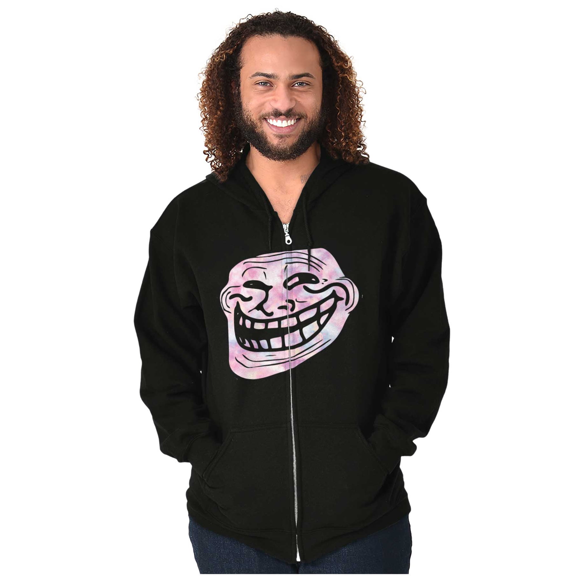 Troll Face You Mad Meme Big Smiley Zip Up Hoodie Men's Women's Brisco  Brands 2X - Walmart.com