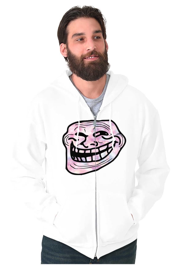 Troll Face You Mad Meme Big Smiley Zip Up Hoodie Men's Women's Brisco Brands S