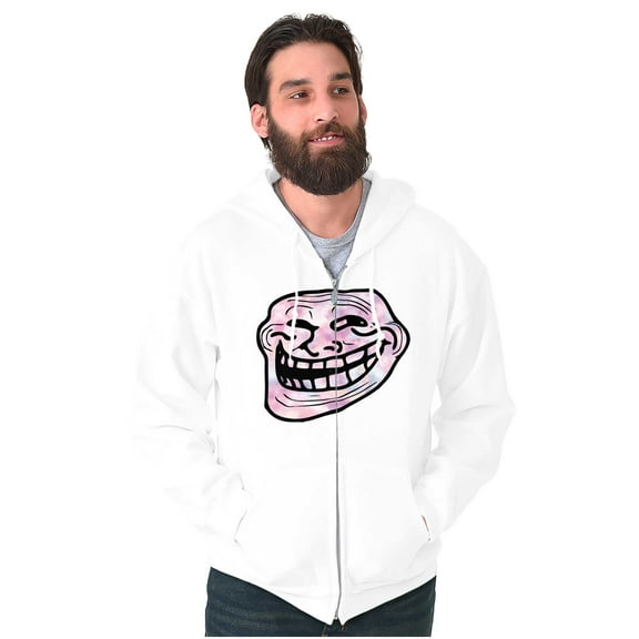 Troll Face You Mad Meme Big Smiley Zip Up Hoodie Men's Women's Brisco Brands X