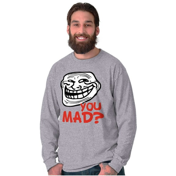 Troll Face You Mad Trollface Meme Unisex Plus Size Long Sleeve Tee Shirt Brisco Brands 3X
