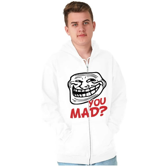 Troll Face You Mad Trollface Meme Unisex Plus Size Zip Hoodie Brisco Brands 3X