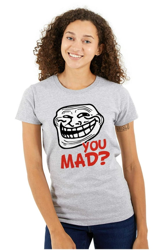 You Mad Trollface Meme Women's T Shirt Ladies Tee Brisco Brands L