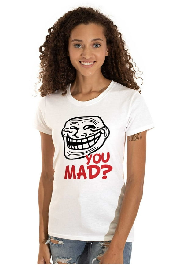 You Mad Trollface Meme Women's T Shirt Ladies Tee Brisco Brands M