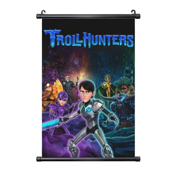 Troll Hunters Poster Plastic Shaft Wall Hanging Banner Artwork Canvas Wall Art Painting Decor For Home Living Room Bedroom Office 16"X24"
