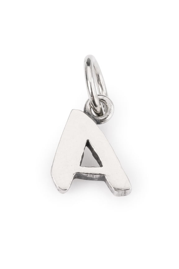 Letter A Charm for Womens Bead Bracelet, Silver