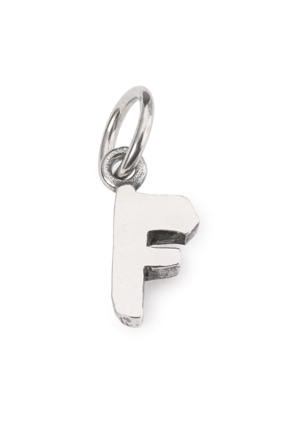 Letter F Initial Charm for Womens Bead Bracelet, Silver