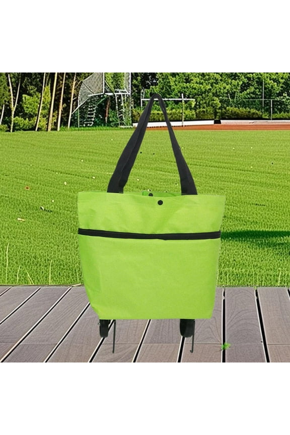 Trolley Bag Shopping with Wheels,Upgrade Collapsible Trolley Bags,Reusable Rolling Duffle Shopping Bag,Suitable for Shopping,Stock Up and Transport Luggage(Green)