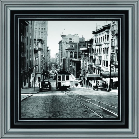 Trolley Car in The City, Streetcar Image, Historical Picture Frame, 10x10 8527