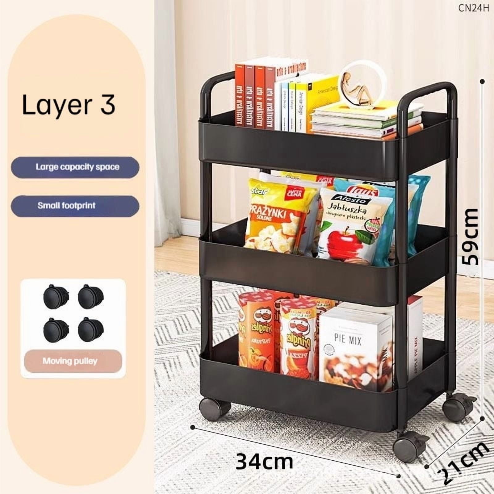 Trolley Storage Rack Kitchen Furniture Floor Multi-layer Snacks Baby ...