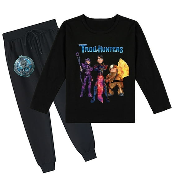 Trollhunters Kids' Comfy Long Sleeve T-shirt & Pants Set, Breathable for Spring Autumn, Unisex with Prints