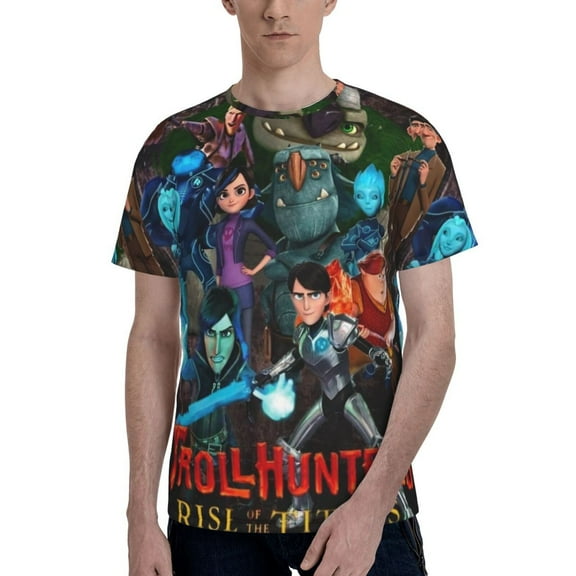Trollhunters Men's T Shirts Cartoon Graphic Short Sleeve Tees Novelty Casual Unisex Adults Tee Shirt Tops