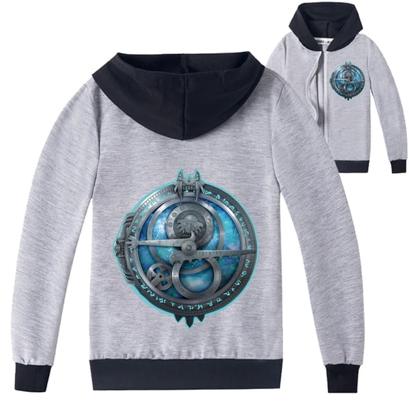 Trollhunters Printed Hooded Outerwear Zipper Jacket for Children, Suited for Boys and Girls