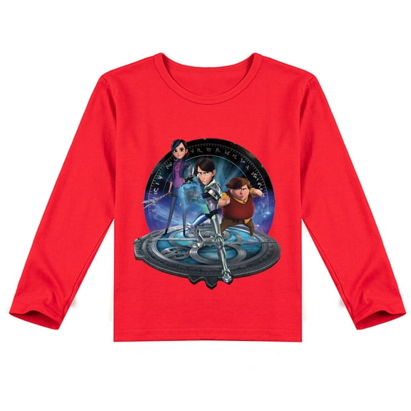 Trollhunters Themed Kids' Long Sleeve T-shirt: Comfortable Cotton for Spring & Autumn