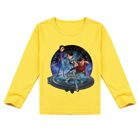 Trollhunters Themed Kids' Long Sleeve T-shirt: Comfortable Cotton for Spring & Autumn